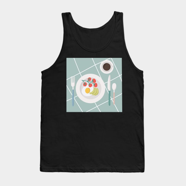 Good morning breakfast is served on checkered tablecloth Tank Top by TinyFlowerArt